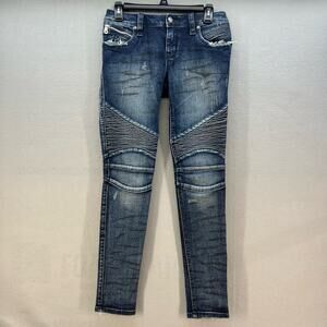Rock Revival Jeans Women's 26 (2) Dark Blue Nelrose Moto Skinny Stretch Normcore